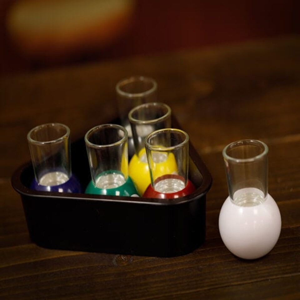 image 1 of Bar Bespoke Pool Shots Set of 6 with Tray