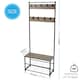 image 2 of House of Home Coat Rack Stand with Shoe Storage Bench 9 Hooks Rustic Light Brown Entrance Hall | Brown | Light Brown