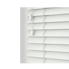 210cm Ultra White Wooden Venetian Blinds With Strings (130cm drop) White | White