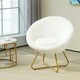 image 2 of HOMCOM Faux Fur Comfy Chair with Golden Metal Legs, Non-Slip Footpad, White