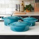 image 2 of Cooks Professional Set of 3 Cast Iron Casserole Dishes 20, 26 & 28cm | Blue | Teal