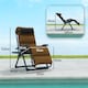 image 5 of Outsunny Zero Gravity Chairs Set of 2, Folding Reclining Garden Chair, Outdoor Sun Lounger with Cushion, Garden Recliner Chairs with Headrest and Cup Phone Holder Tray for Beach, Brown | Brown | Brown