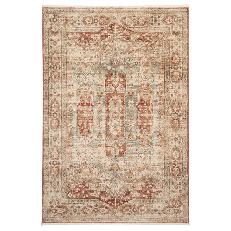 image 1 of KUKOON Selma Traditional Plush Rug – Warm Terracotta Distressed Living Room Carpet 160cm x 230cm