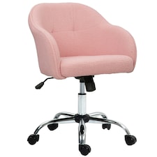 HOMCOM Fluffy Vanity Chair for Desk, with Height Adjustable, Wheels, Pink | Pink | One Size