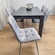 image 9 of Dining Table and 6 Chairs  Black Dark Grey 6 Grey Velvet Chairs Wood Dining Set Furniture | Grey | One Size | 7