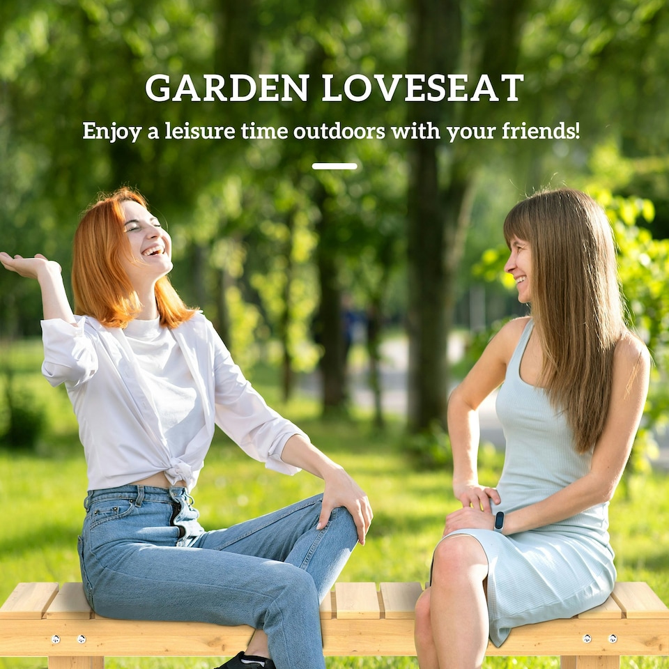 image 1 of Outsunny 1.1M Outdoor Garden Bench Patio Loveseat Fir Wood 2 Person