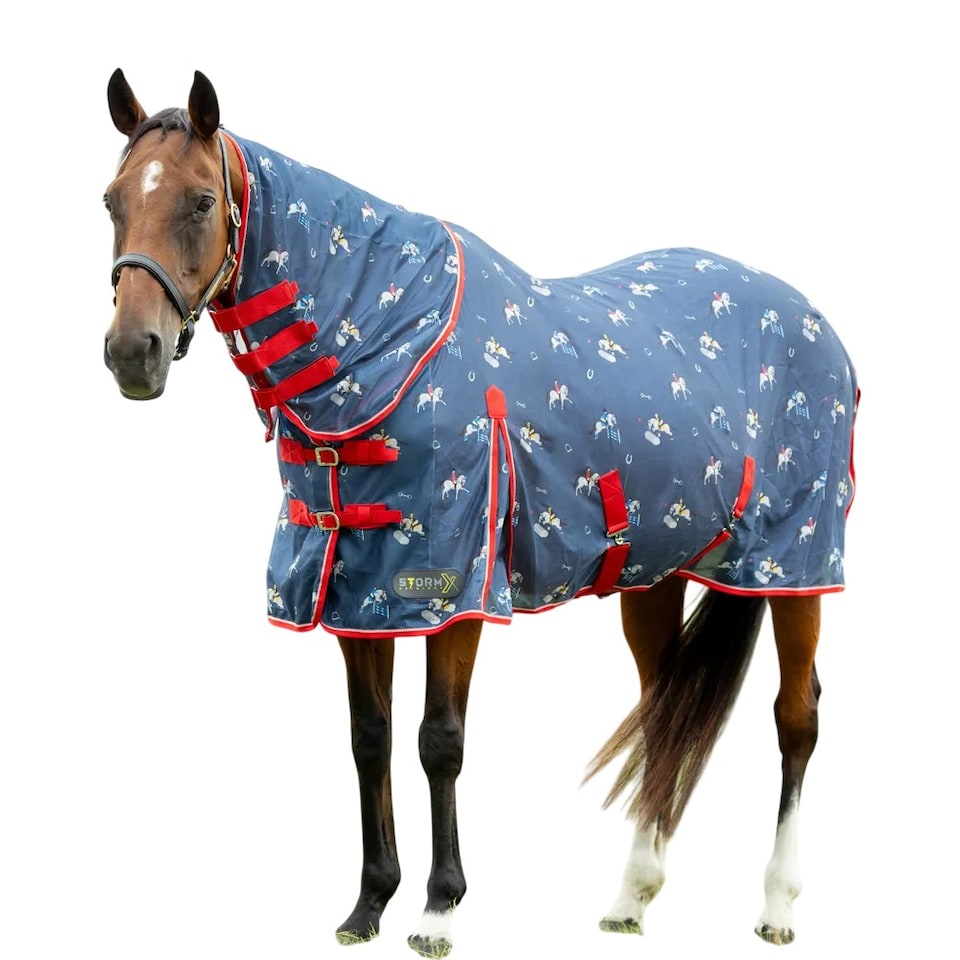 image 1 of StormX Original Compeion Ready Combo Neck Horse Fly Rug | Blue | Navy | 7Ft | 1