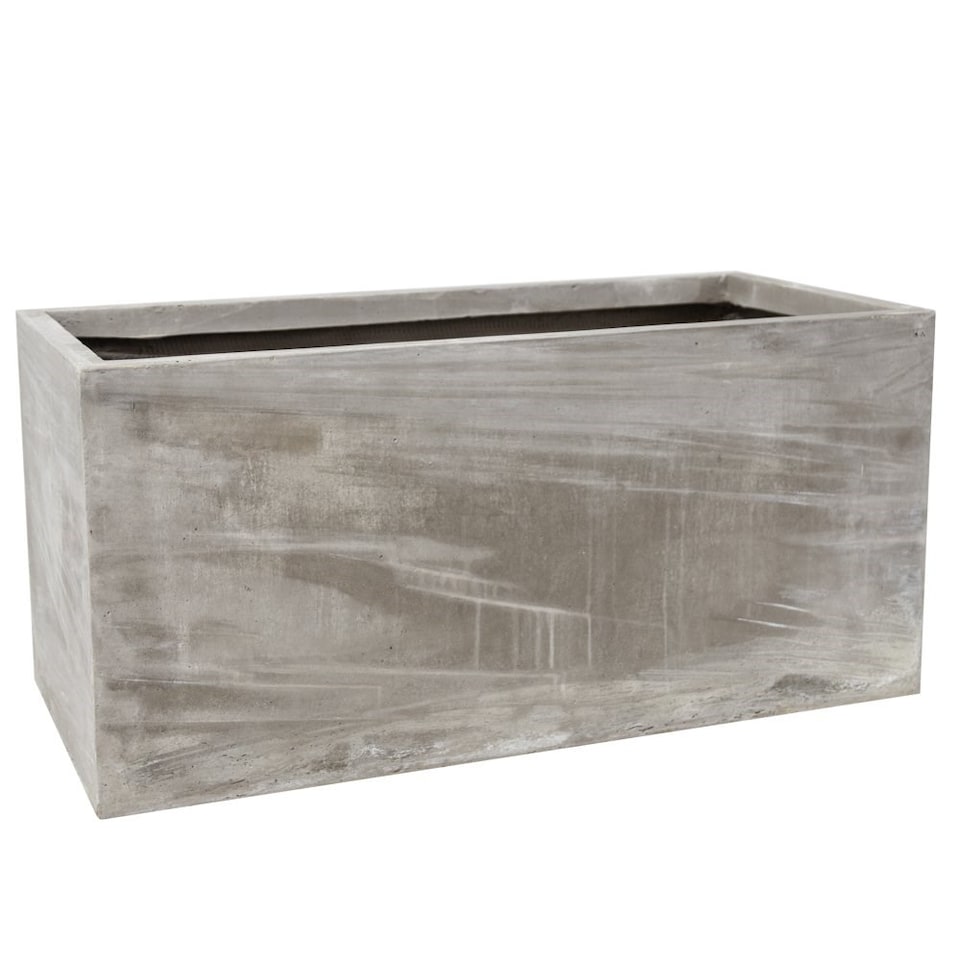 image 1 of Primrose Cement Finish Grey Fibrecotta Square Cube Outdoor Planter 60cm