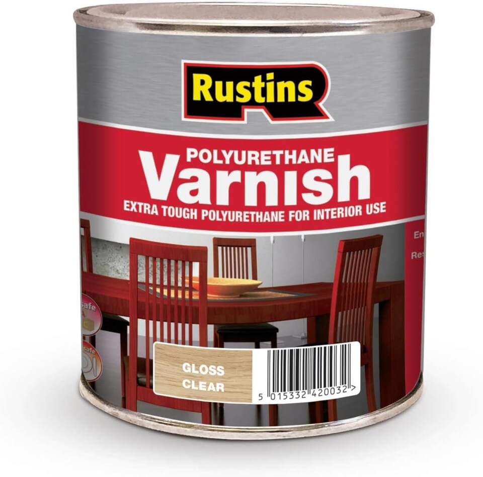 Rustins Quick Drying Polyurethane Varnish Gloss Clear 500ml | Clear | Clear | 500ml | 1
