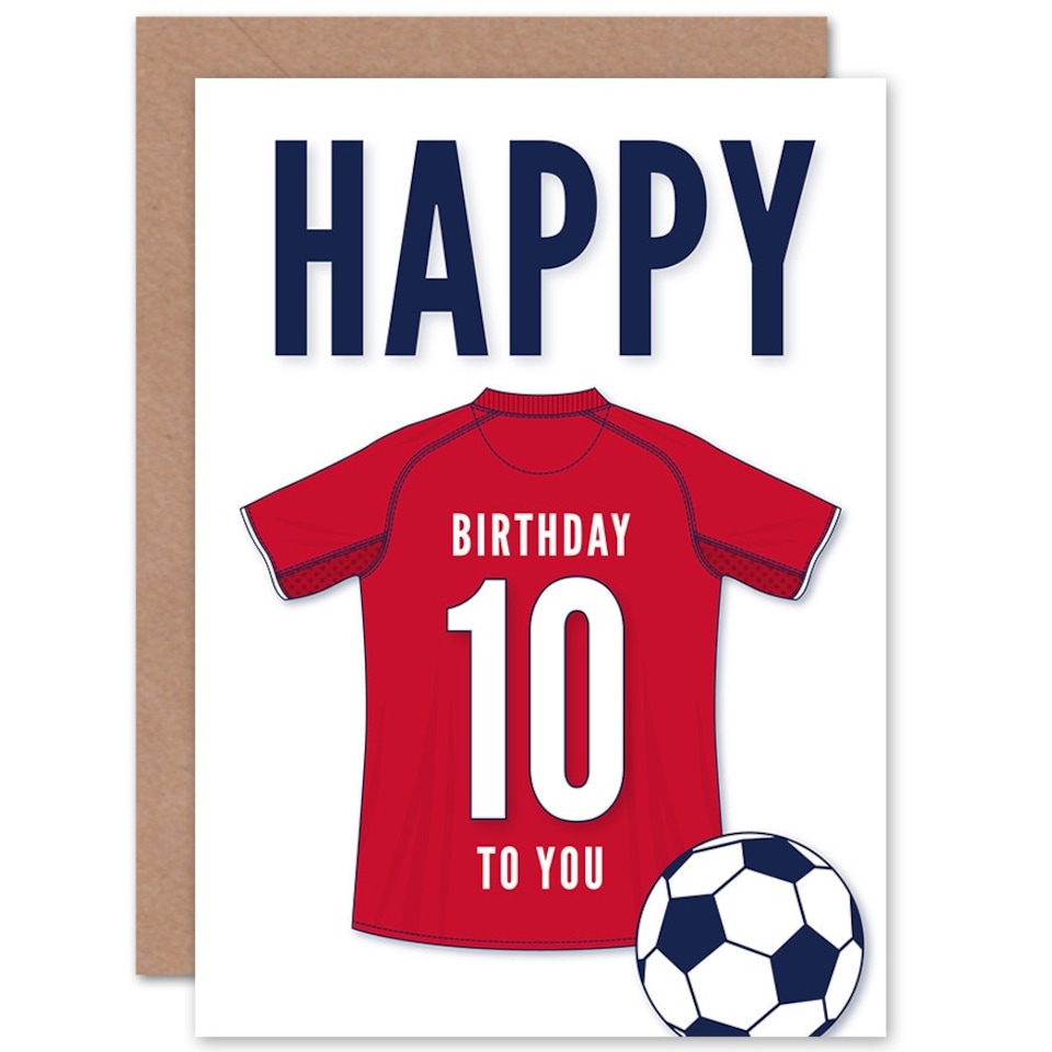 image 1 of Football Strip Kit Dark Red Jersey 10 Year old Kids 10th Birthday Card
