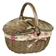 image 6 of Small Antique Wash Finish Oval Picnic Basket with Grey Sage Lining | Grey | Grey | One Size