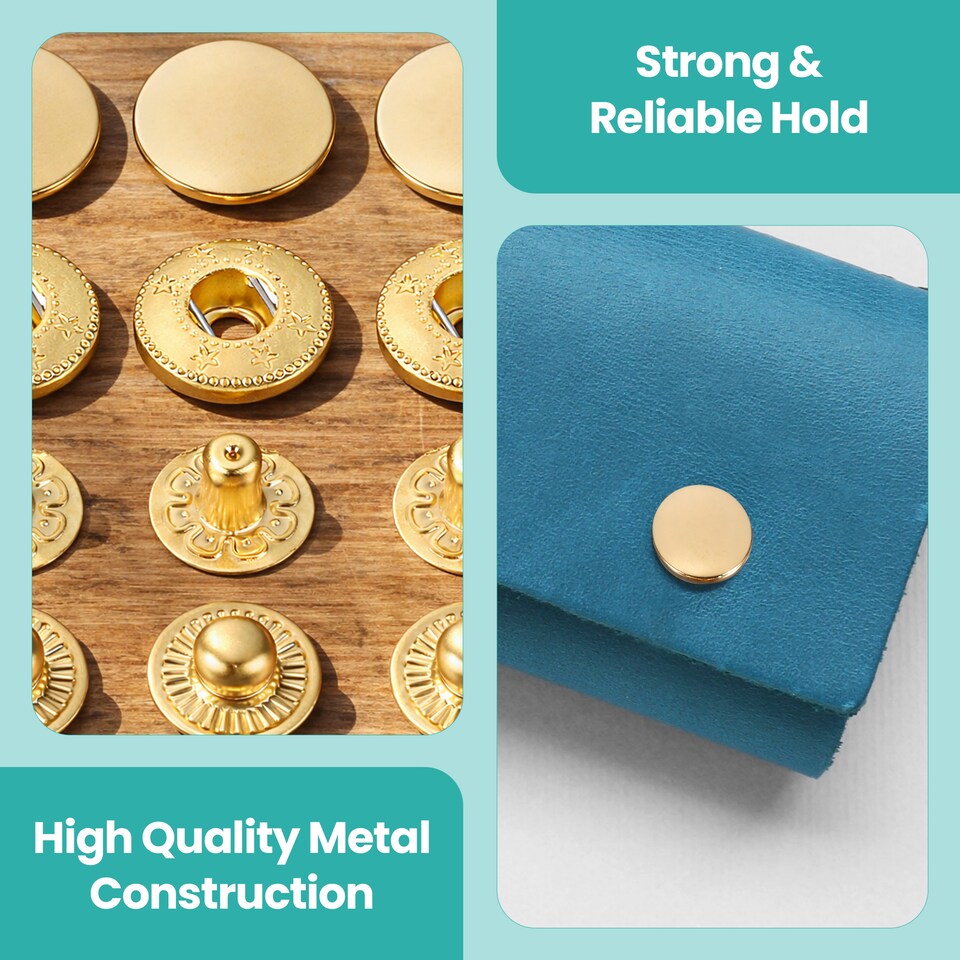 image 1 of 15mm S Spring Press Studs 4-Part, Durable & Lightweight - 100pcs