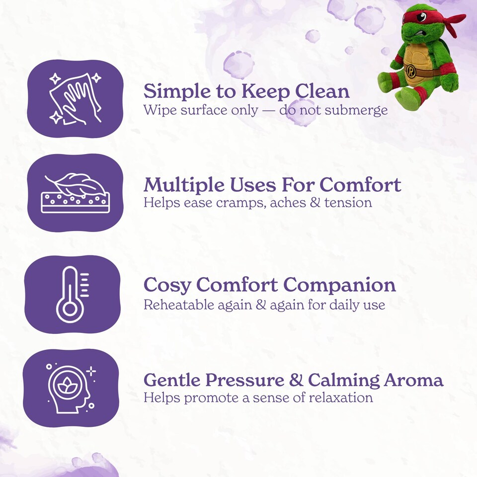 image 1 of Warmies Plush Raphael from Teenage Mutant Ninja Turtles, Microwavable Toy, Weighted Heatable Plushie for Adults and Kids, Stuffed Cuddly Toy, Gently Scented with French Lavender - Red