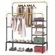 image 1 of COSTWAY Rolling Clothes Drying Rack Adjustable Double Rods Garment Rack Golden