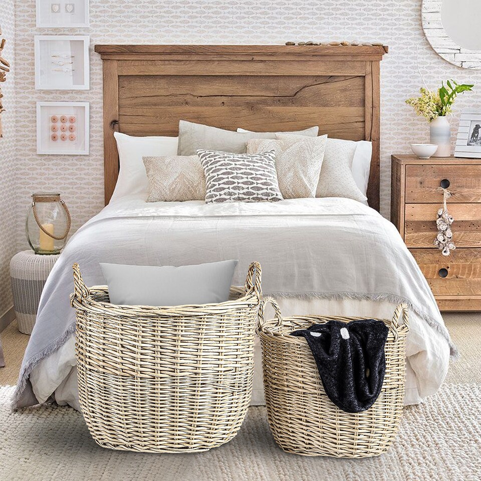 image 1 of Wickerfield Oval Wicker Log and Storage Basket with Handles