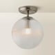 image 4 of ValueLights Kempton Brushed Chrome Ceiling Light Ribbed Globe Shade | Chrome