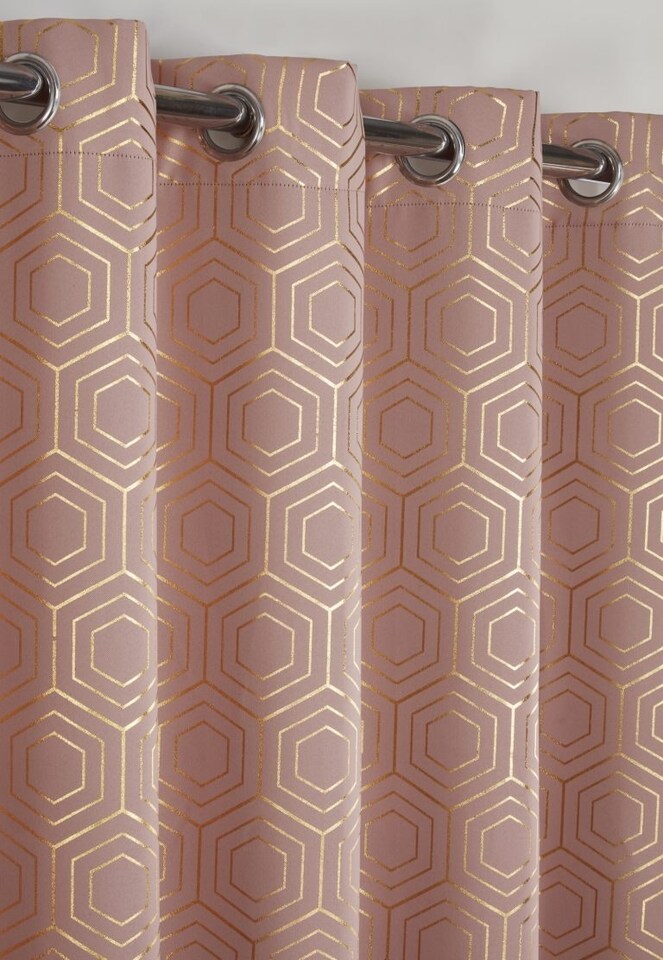 image 1 of Element Geo Thermal Blackout Eyelet Curtains 116cm x 137cm Blush Pink | Pink | Pink