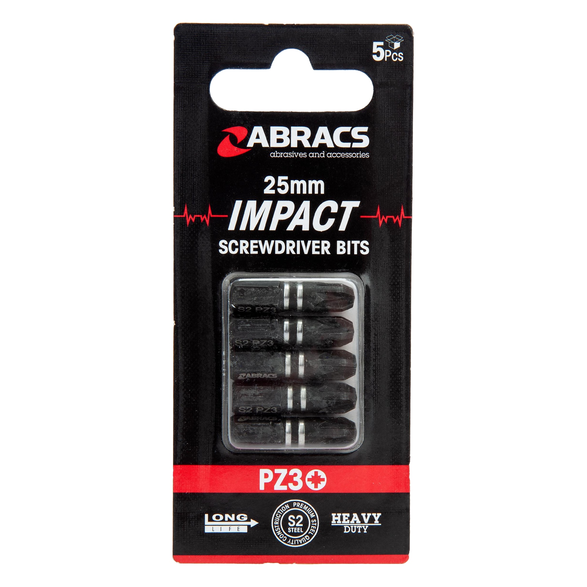 Abracs Pozi Impact Screwdriver Bit (Pack of 5) Black Black One Size 1