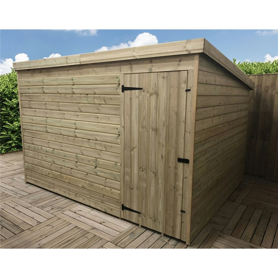 image 1 of 9 x 7 WINDOWLESS Garden Shed Pressure Treated T&G PENT Wooden Garden Shed + Single Door (9' x 7' / 9ft x 7ft) (9x7)