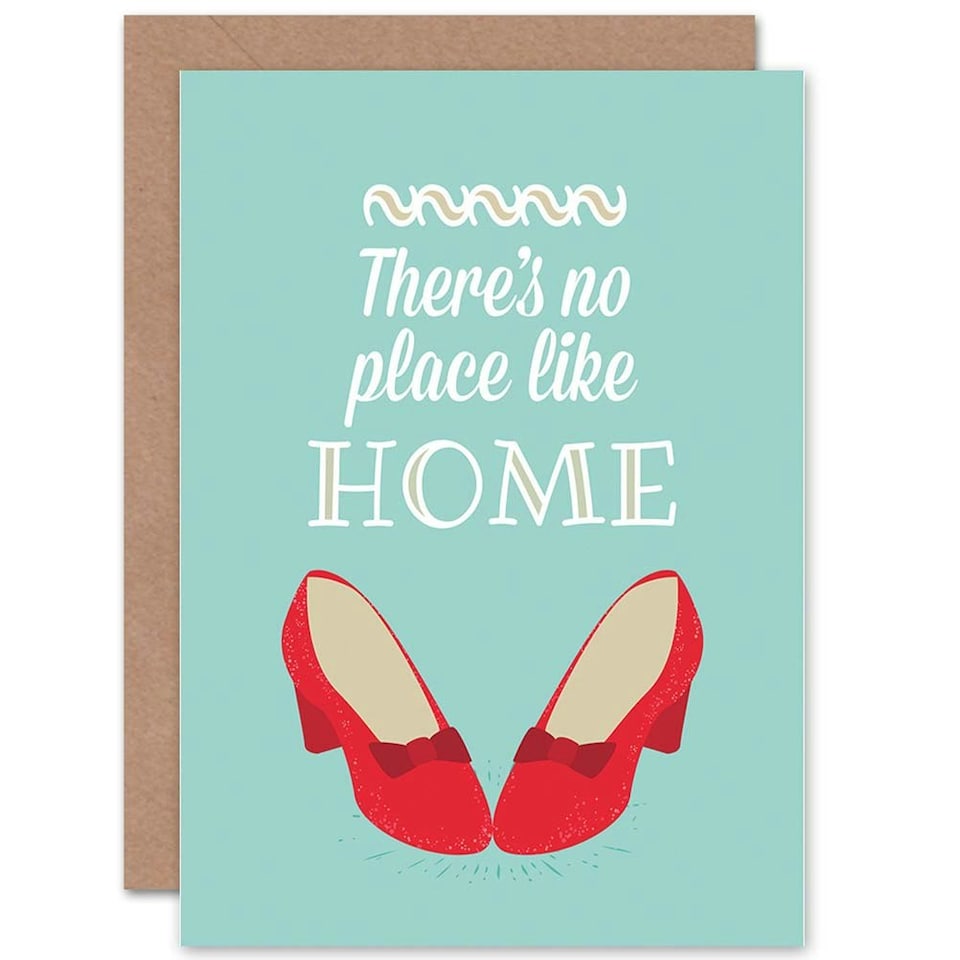 image 1 of Quote Typography Ruby Slippers Wizard Oz There's No Place Like Dorothy Quote Card