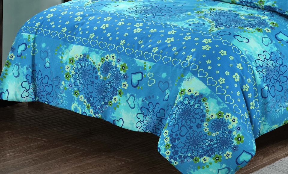 image 1 of Homes Linen Luxury Polycotton Jasmine Floral Duvet Cover Set with Pillowcases Soft Printed Bedding Set | Clear | Teal | Super King