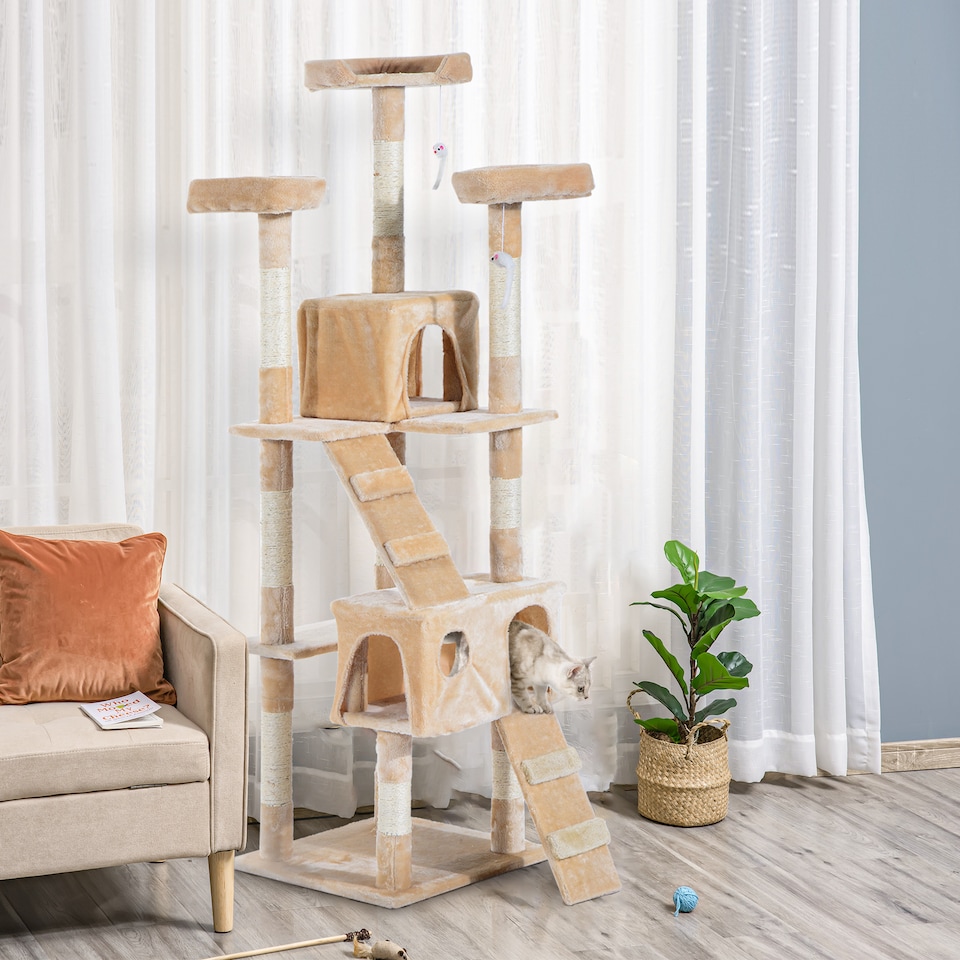 image 1 of PawHut 173cm Cat Tower Scratching Post Activity Centre for Indoor