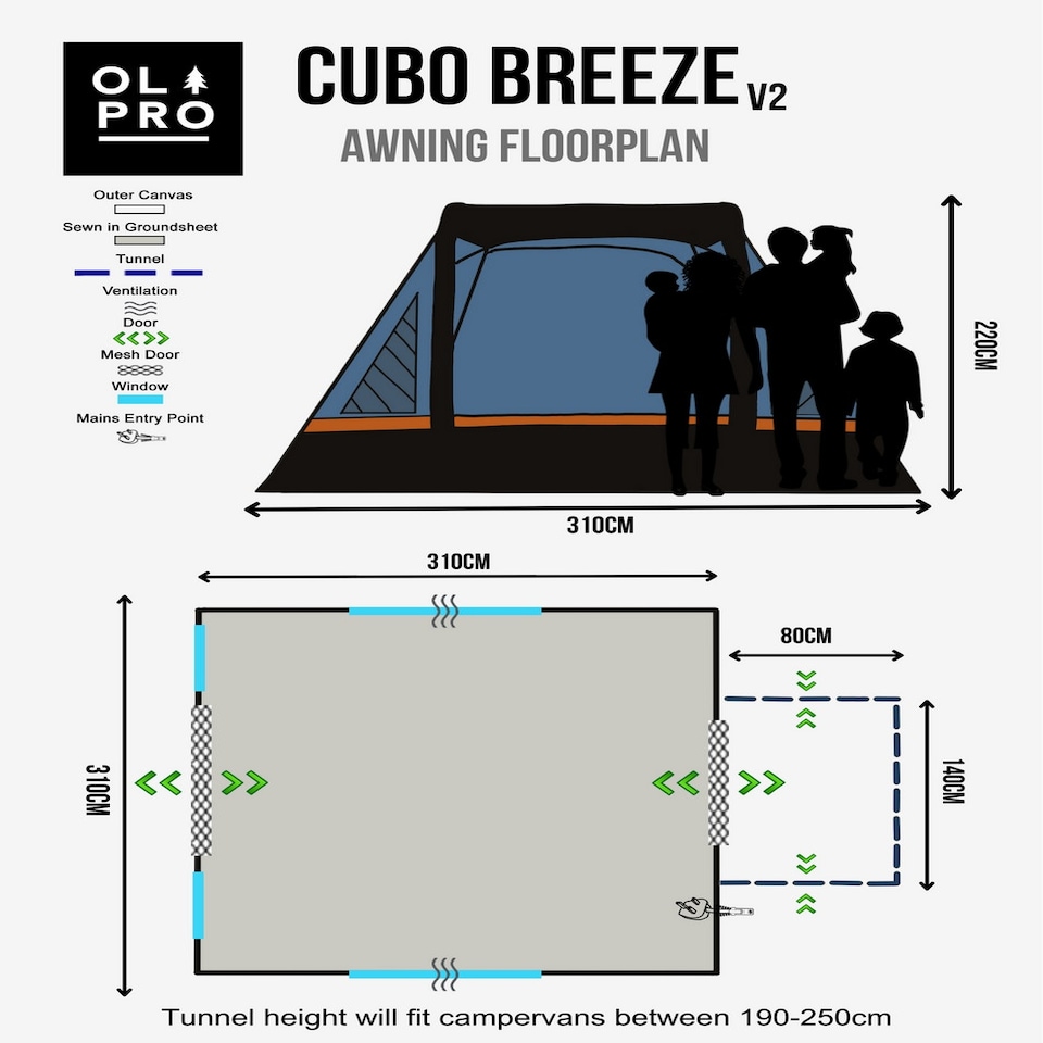 image 1 of Cubo Breeze® v2 Campervan Awning - Charcoal & Orange