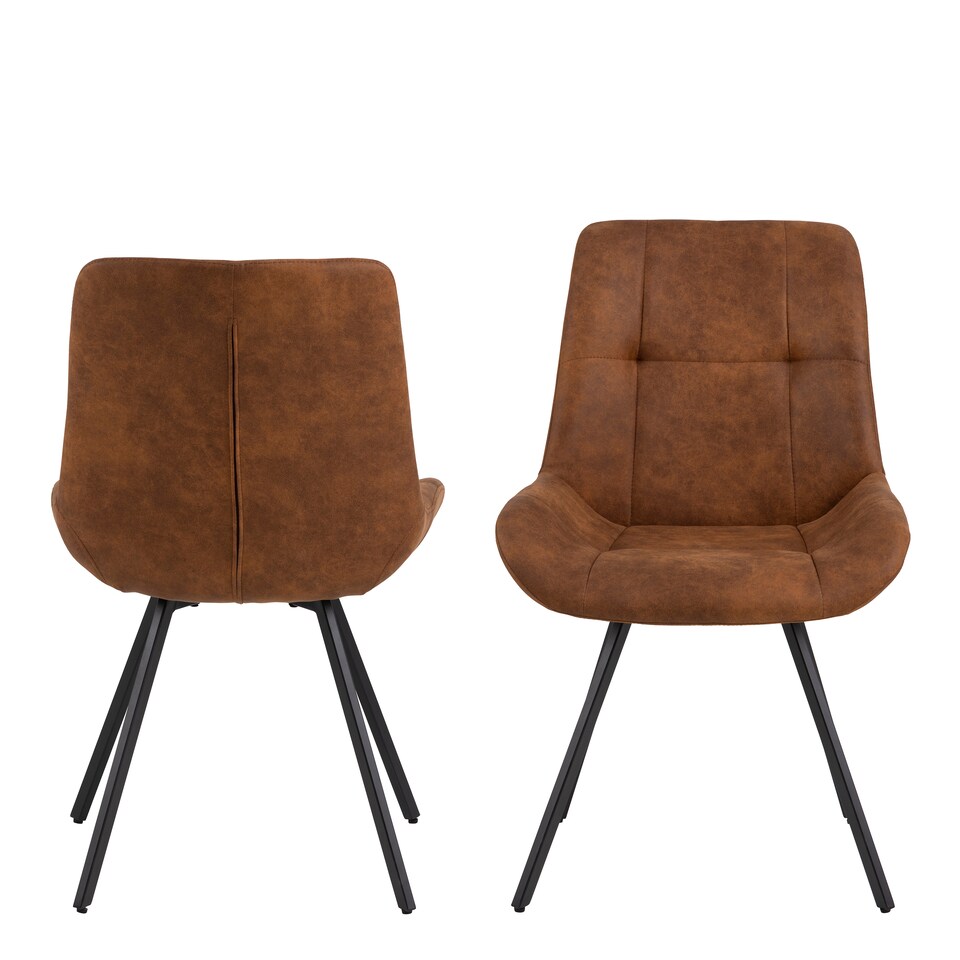image 1 of Waylor Dining Chair in Brown Fabric Set of 2