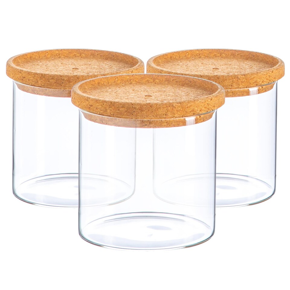 image 1 of Argon Tableware Scandi Storage Jar with Cork Lids - 550ml - Pack of 3