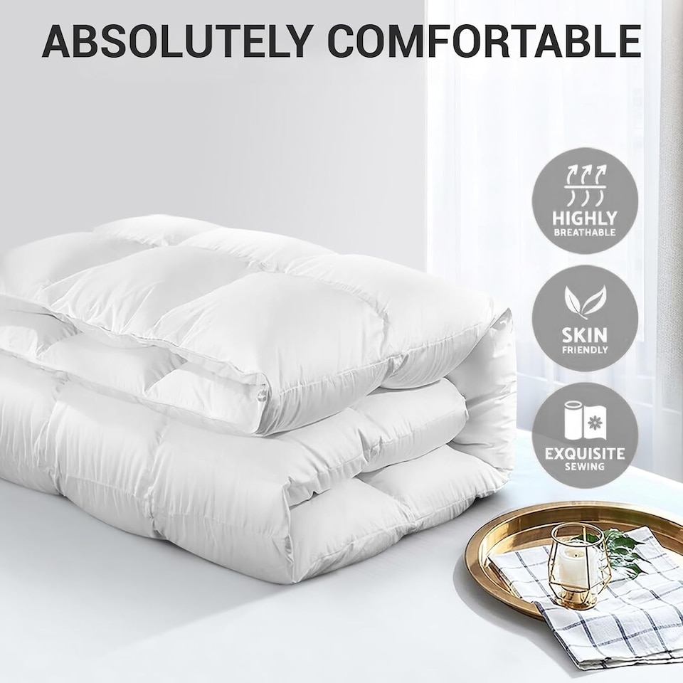 image 1 of Goose Feather & Down Duvet | Warm Winter Quilt | 100% Cotton Cover | Hypoallergenic | Machine Washable | Ideal for Cold Nights 10.5 Tog | King