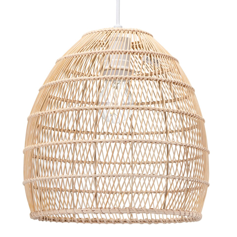 image 1 of Traditional Vintage Spiral Cage Design Natural Brown Rattan Ceiling Lamp Shade | Brown