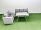 image 1 of Fimous Outdoor PE Rattan Garden Furniture Set Rectangular Dining Table Sofa Set Light Grey