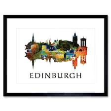 Edinburgh Cityscape Symmetry Home Decor 12x16" Framed Wall Art Print