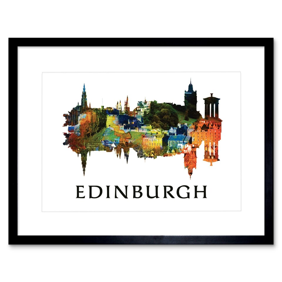 image 1 of Edinburgh Cityscape Symmetry Home Decor 12x16" Framed Wall Art Print