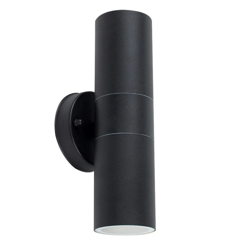 image 1 of ValueLights Pair Of Modern IP44 Rated Black Stainless Steel Outdoor Up Down Wall Lights Black