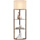 image 2 of HOMCOM Corner Floor Lamp with Shelves, Modern Tall Standing Lamp with Chain Switch for Living Room, Bedroom, Bulb Not Included, Rustic Brown