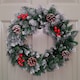 image 1 of 45cm Snow Tipped Green Wreath Christmas Decoration with 125 Tips, Pine Cones and Berries