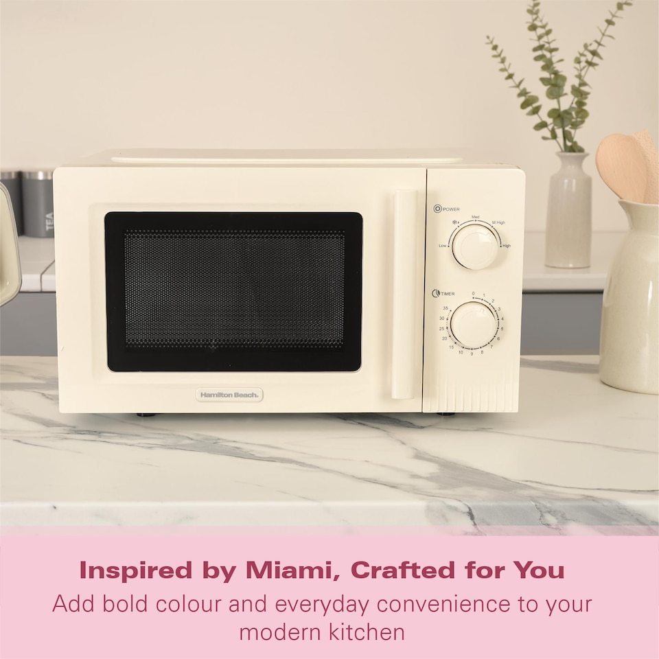 image 1 of Hamilton Beach Miami Manual 800W Microwave - Sand