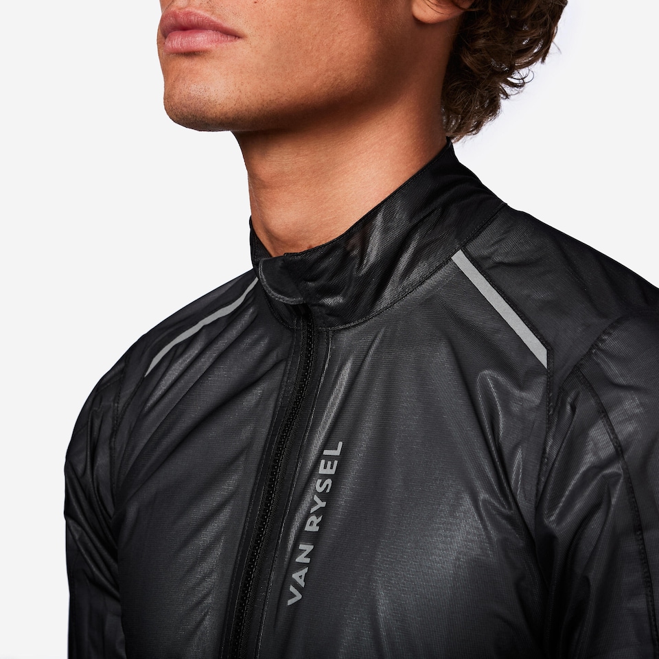 image 1 of Decathlon Men's Road Cycling Long-Sleeved Rainproof Jacket RCR Ultralight-Black