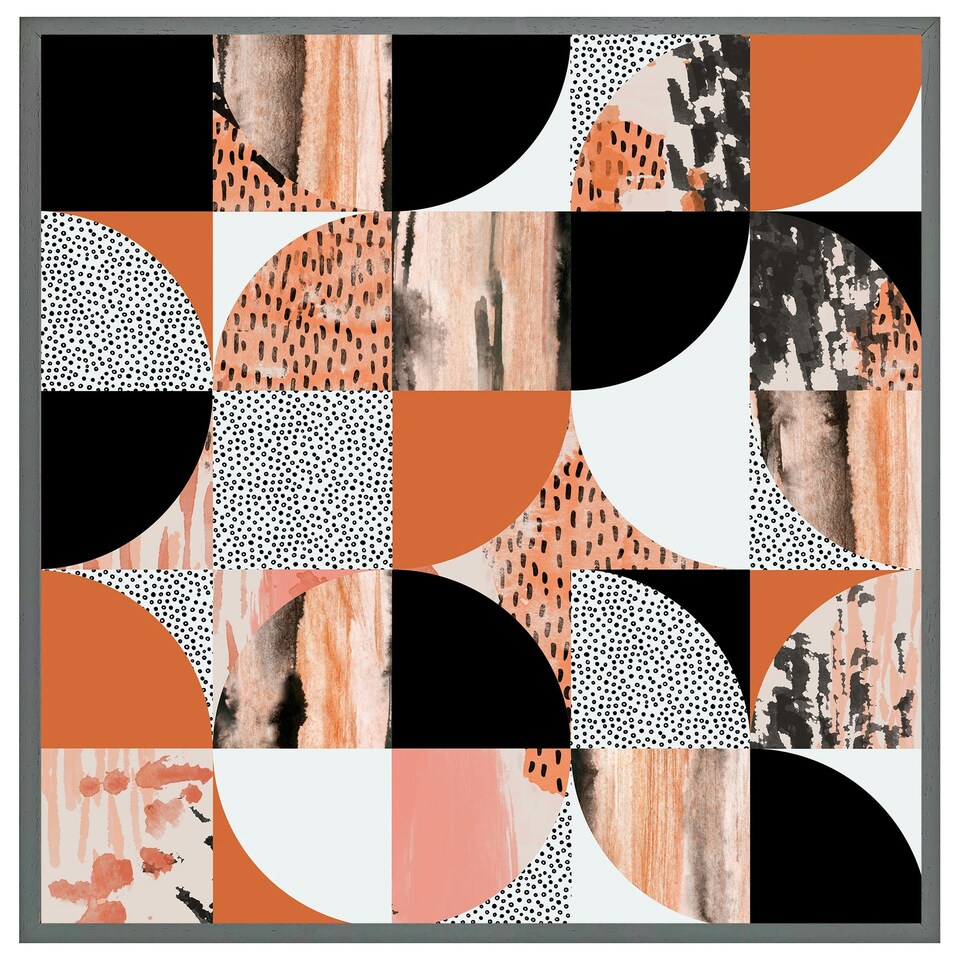 image 1 of Geometric circles in autumn colours (Picture Frame) White | L