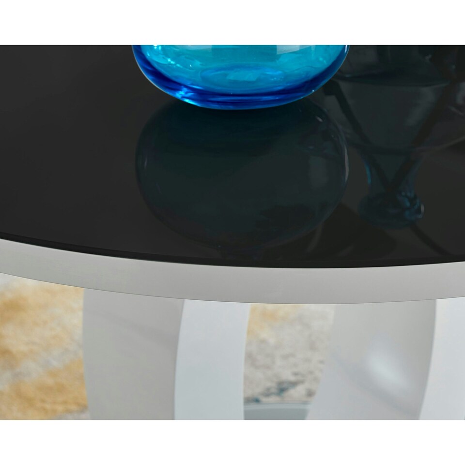 image 1 of Furniturebox Giovani High Gloss And Glass 100cm Round Dining Table