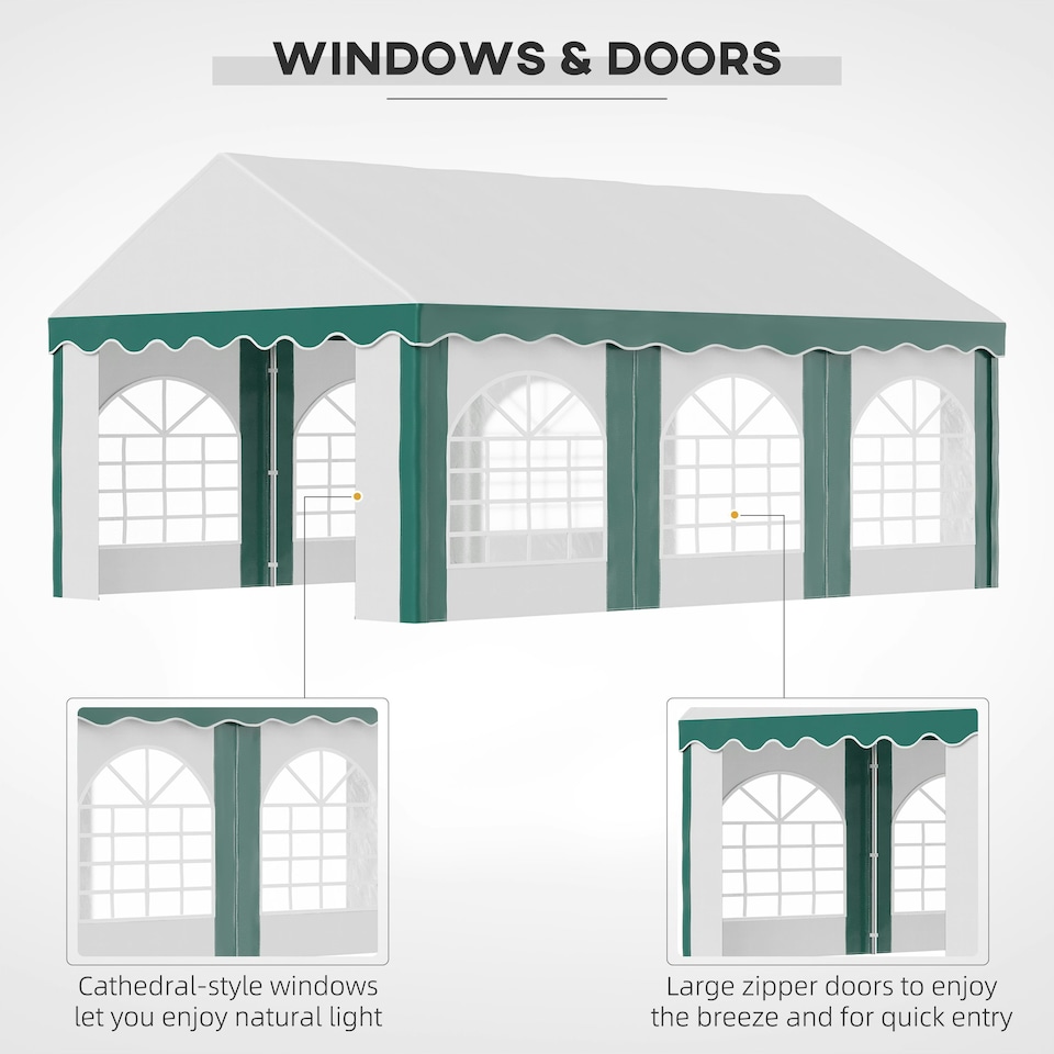 image 1 of Outsunny 6 x 4m Marquee Gazebo, Party Tent with Sides and Double Doors