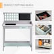 image 4 of HOMCOM Outdoor Potting Table Bench Workstation with Wood Planting Shelves | Grey | Dark Grey and Light Blue | Not provided