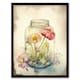 image 1 of Wildflowers Glass Jar Soft Watercolour Pink Black Framed Wall Art Print A4