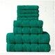 image 1 of VELVETIO 8 Piece Towel Bale Set Boston Shiny Stripe Pattern - 100% Cotton, 450 GSM Green | Teal