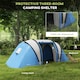image 3 of Outsunny 2 Bedroom Camping Tent with Living Area, 3000mm Waterproof, Blue