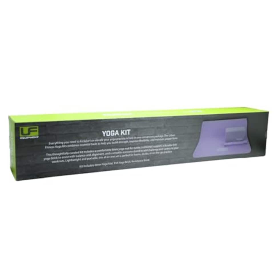 image 1 of Urban Fitness Yoga Kit, Non-Slip Mat, 6 mm Cushioning, Eva Yoga Brick, Resistance Band Strap, Complete Training Mobility Set For Strength, Balance, Flexibility, Purple