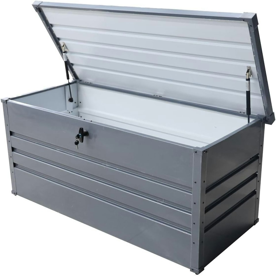 image 1 of Alivio Outdoor Metal and UV Protection Waterproof Storage Box for Garden Patio Grey