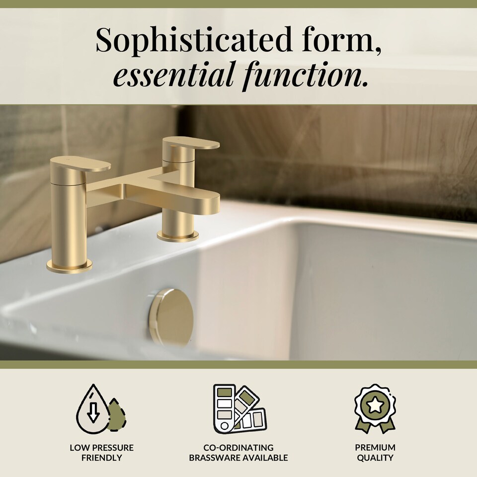 image 1 of Cascade Round Deck Mounted Bath Filler Tap - Brushed Brass | Copper | Brushed Brass | 1