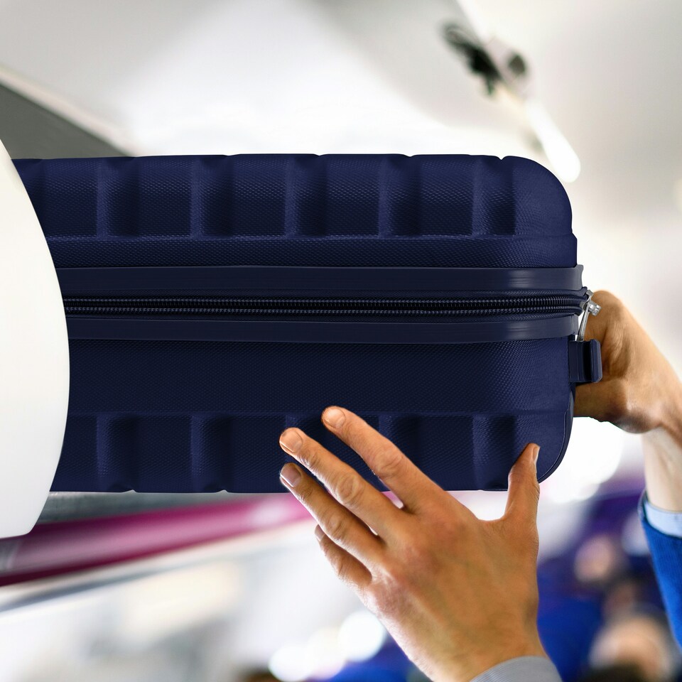 image 1 of Flight Knight Suitcase Sets 3 Piece, Large Suitcase, Extra Large Suitcase, easyJet Cabin Bag 45x36x20cm Underseat Carry On, 100+ Airlines Approved - BA, Ryanair Blue | Navy | Large
